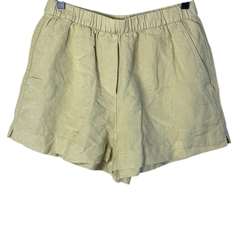 OYSHO Women’s Sz Small Linen Blend Shorts Pull On Light Yellow New NWT - Picture 1 of 5